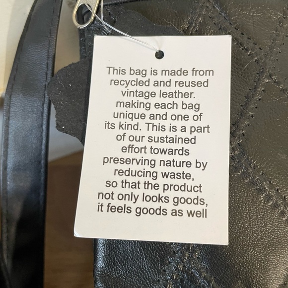 NWT Quilted Black Leather Crossbody Bag Vintage Diamond Stitch Shoulder Purse - Picture 15 of 16